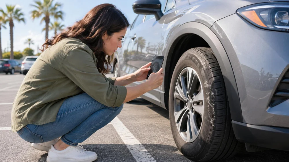 Rental Car Tyre Damage Photos: Angles, Time, and Report