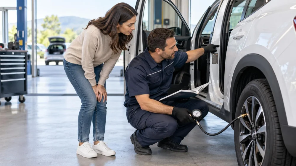 Rental Car Tyre Pressure Check: Label, Load, and Cold Reading